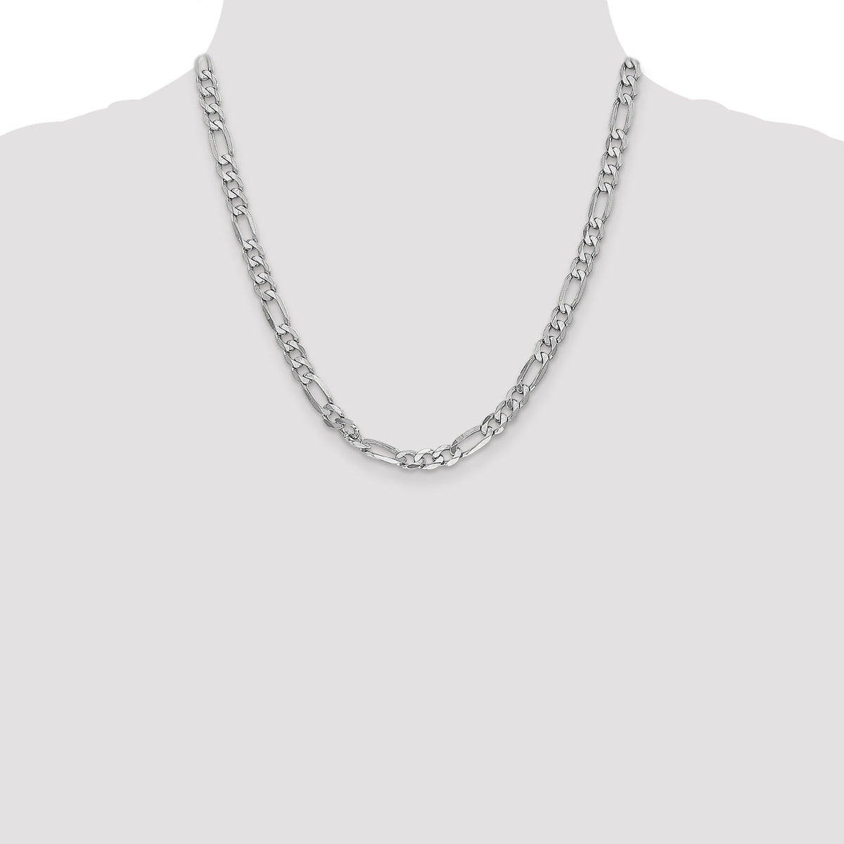 14K White Gold Solid Figaro Chain Necklace 6mm - Sophia Jewelers