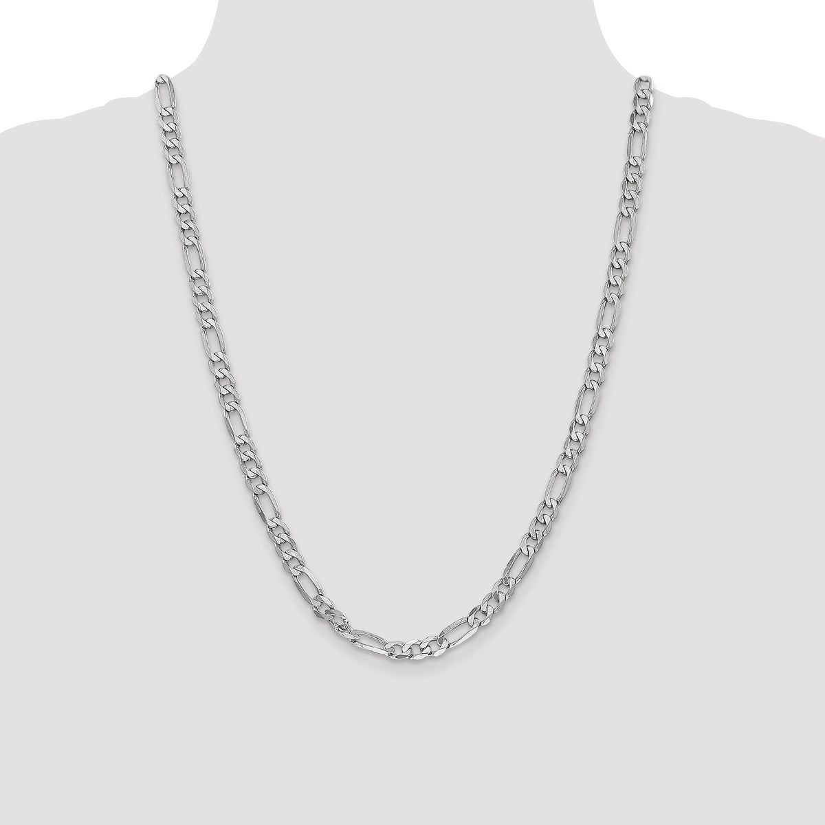 14K White Gold Solid Figaro Chain Necklace 6mm - Sophia Jewelers