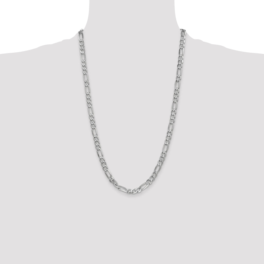 14K White Gold Solid Figaro Chain Necklace 6mm - Sophia Jewelers