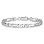 14K White Gold Solid Figaro Chain Necklace 6mm - Sophia Jewelers