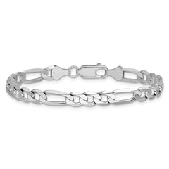 14K White Gold 8 inch 6mm Flat Figaro with Lobster Clasp Bracelet
