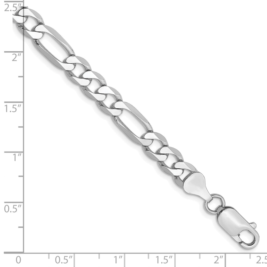 14K White Gold Solid Figaro Chain Necklace 6mm - Sophia Jewelers