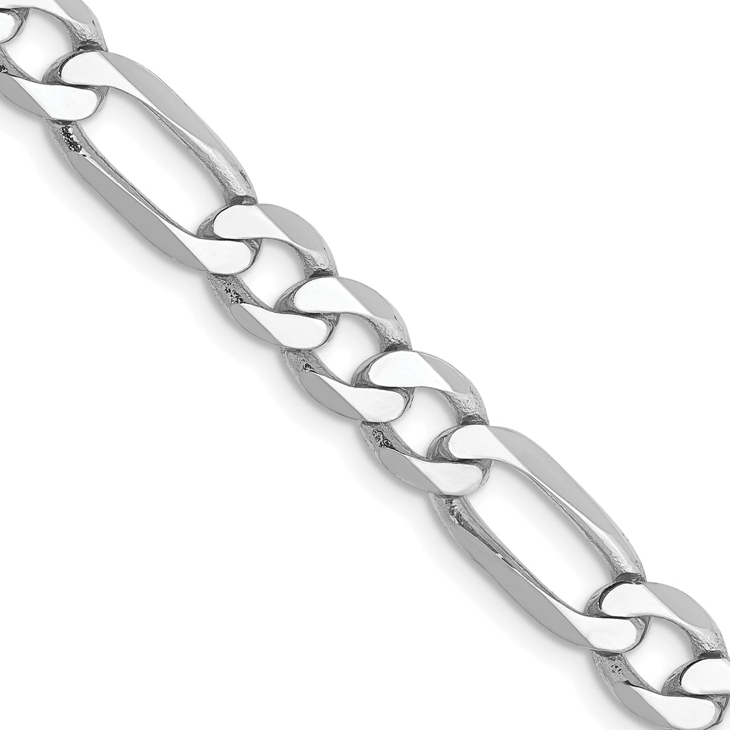 14K White Gold Solid Figaro Chain Necklace 6mm