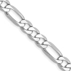14K White Gold Solid Figaro Chain Necklace 6mm