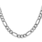 14K White Gold 9 inch 7mm Flat Figaro with Lobster Clasp Chain