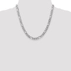 14K White Gold Solid Figaro Chain Necklace 7mm