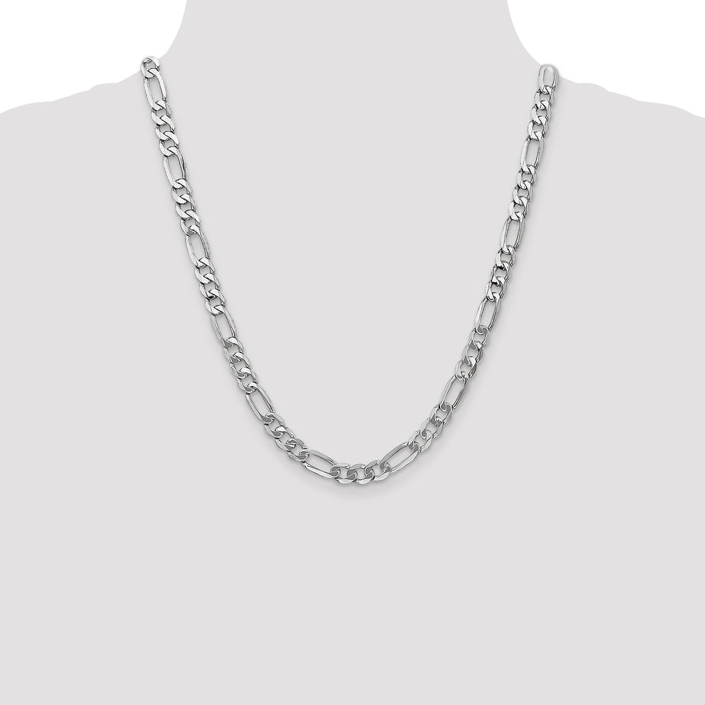 14K White Gold Solid Figaro Chain Necklace 7mm - Sophia Jewelers