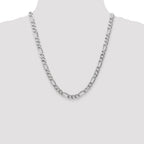 14K White Gold Solid Figaro Chain Necklace 7mm - Sophia Jewelers