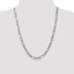 14K White Gold 9 inch 7mm Flat Figaro with Lobster Clasp Chain