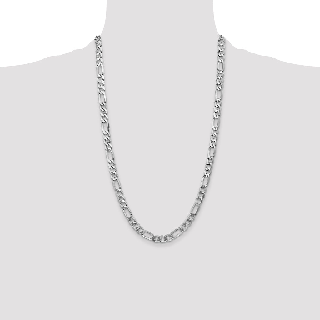 14K White Gold Solid Figaro Chain Necklace 7mm - Sophia Jewelers