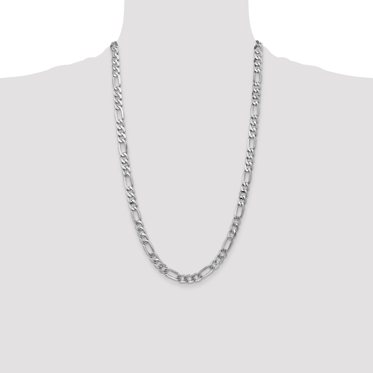 14K White Gold Solid Figaro Chain Necklace 7mm - Sophia Jewelers