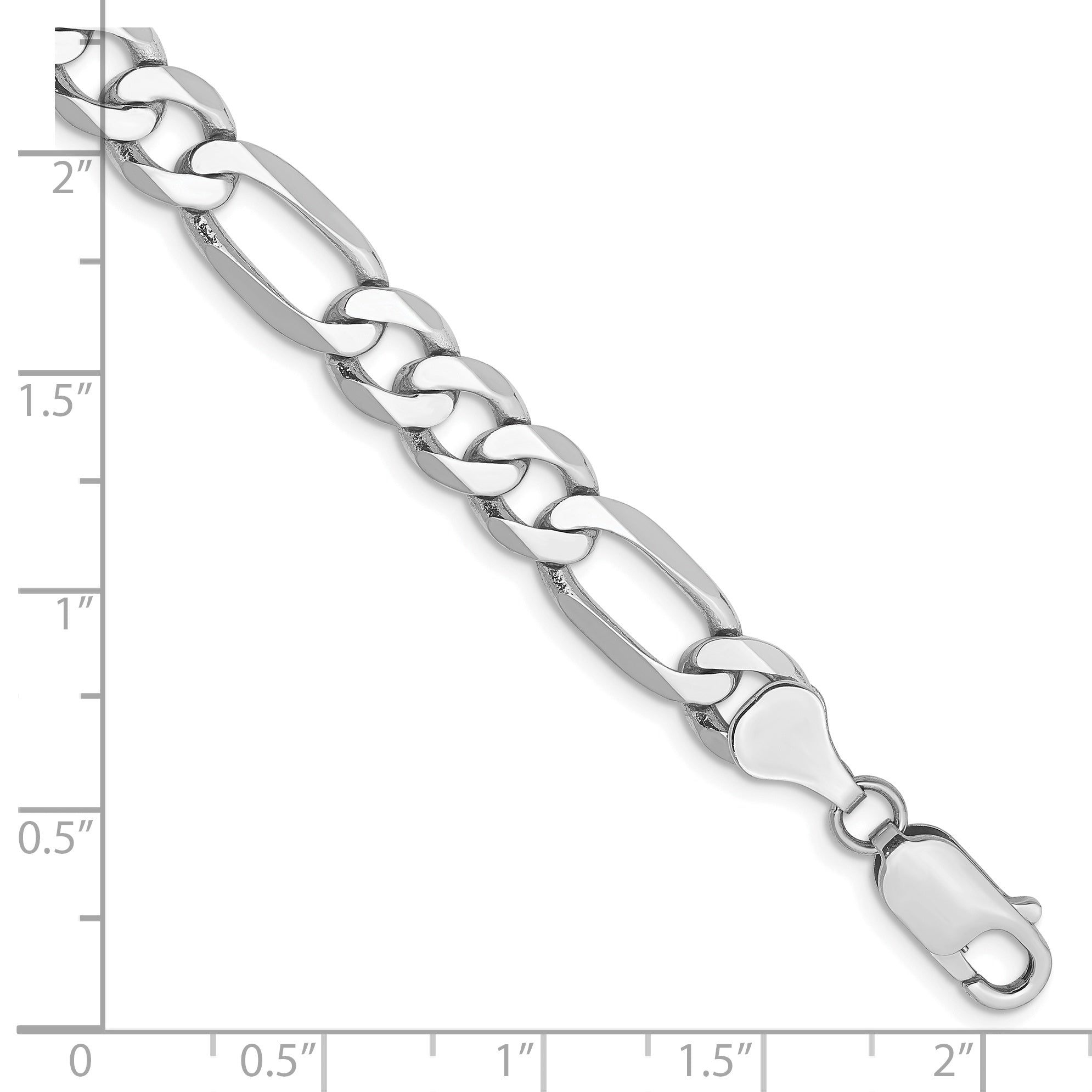 14K White Gold 8 inch 7mm Flat Figaro with Lobster Clasp Bracelet Secondary image