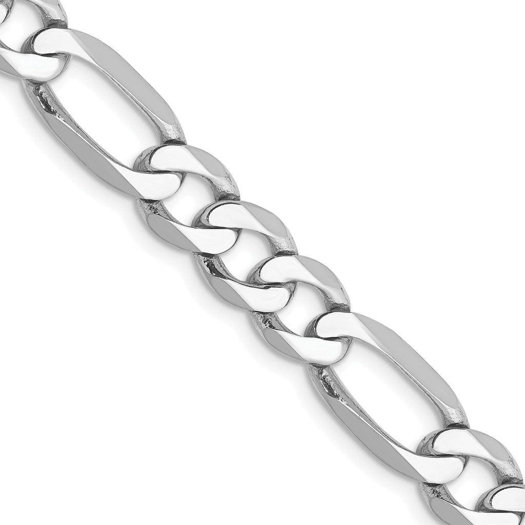 14K White Gold Solid Figaro Chain Necklace 7mm