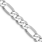 14K White Gold Solid Figaro Chain Necklace 7mm