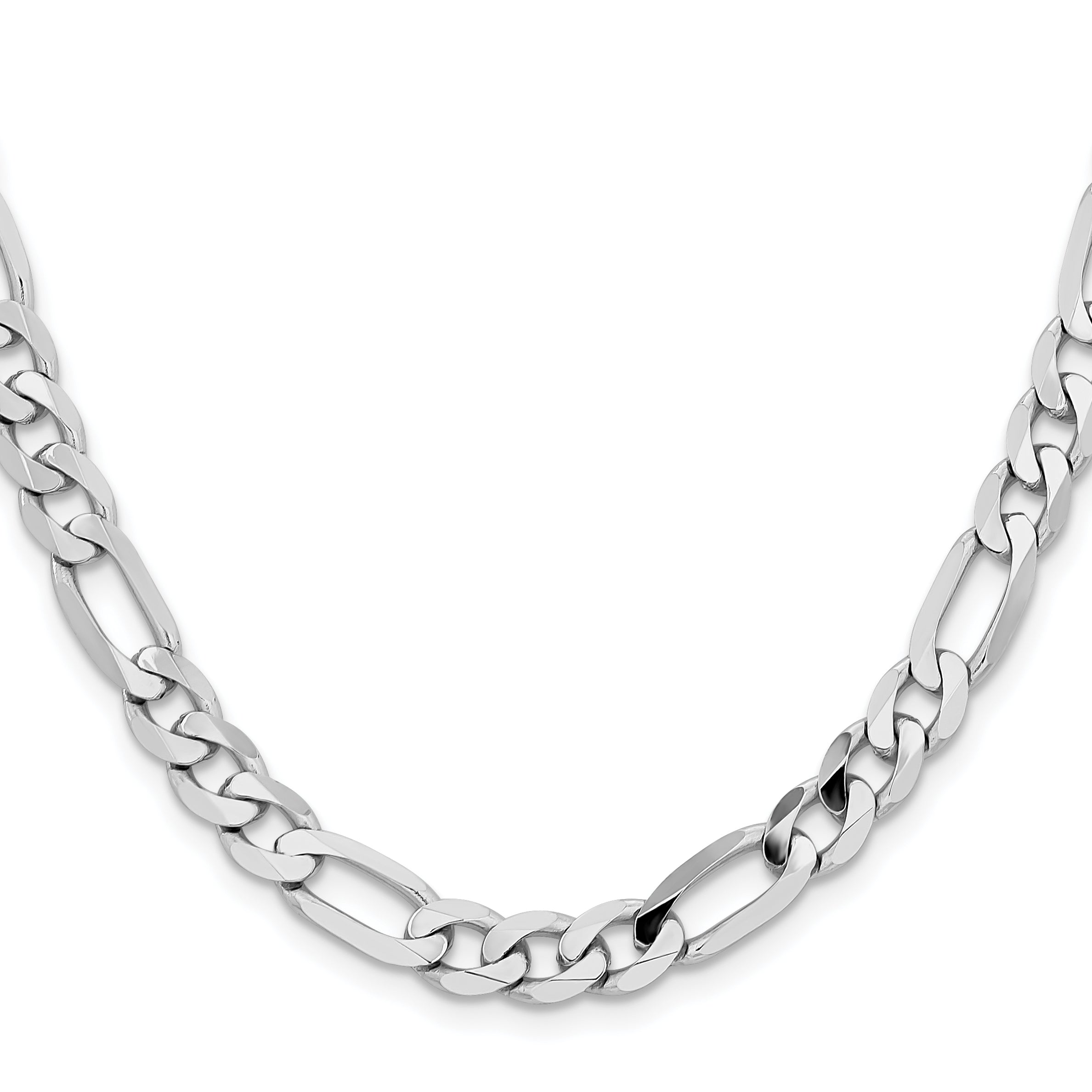 14K White Gold Solid Figaro Chain Necklace 7.5mm