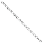 14K White Gold 9 inch 7.5mm Flat Figaro with Lobster Clasp Chain