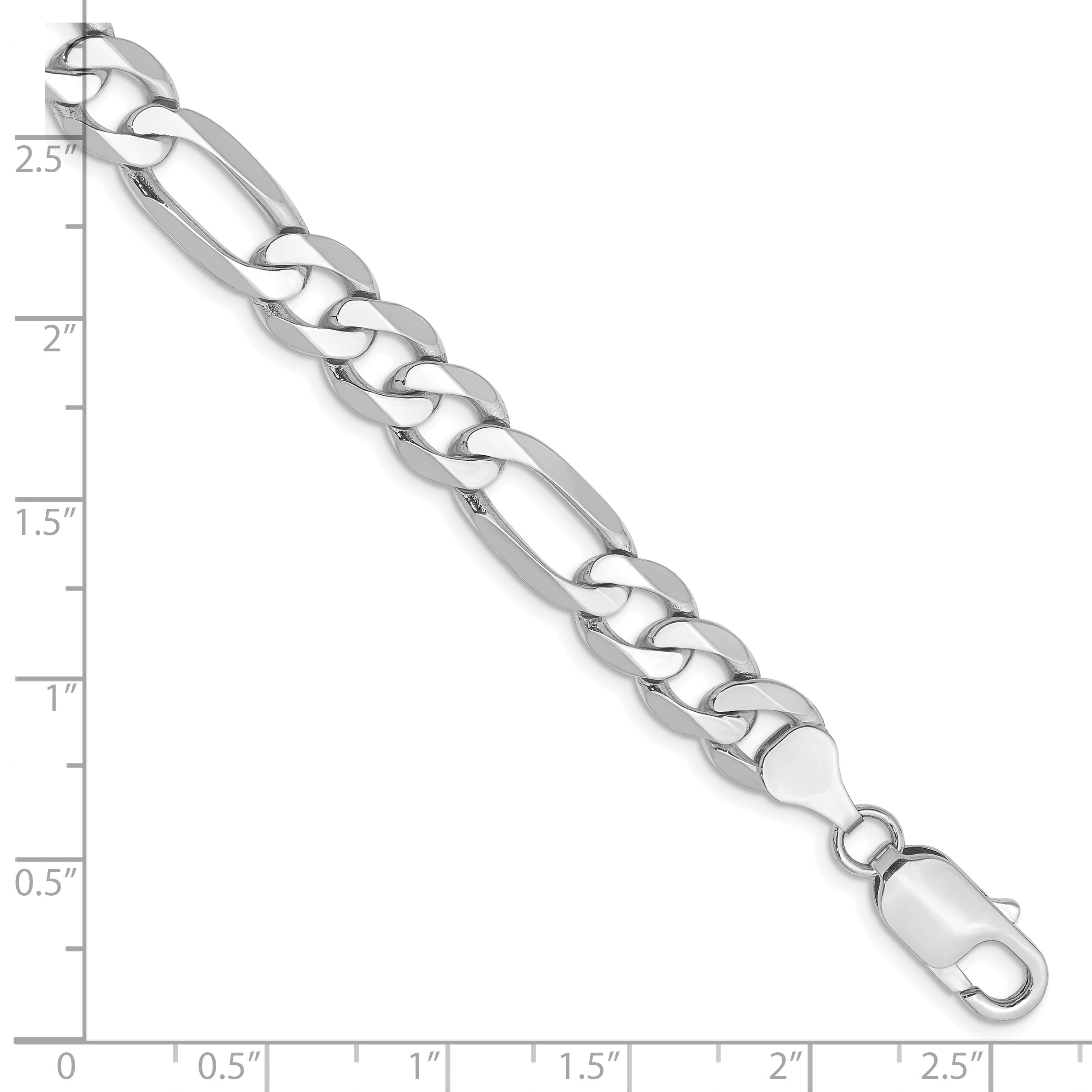 14K White Gold 8 inch 7.5mm Flat Figaro with Lobster Clasp Bracelet Secondary image