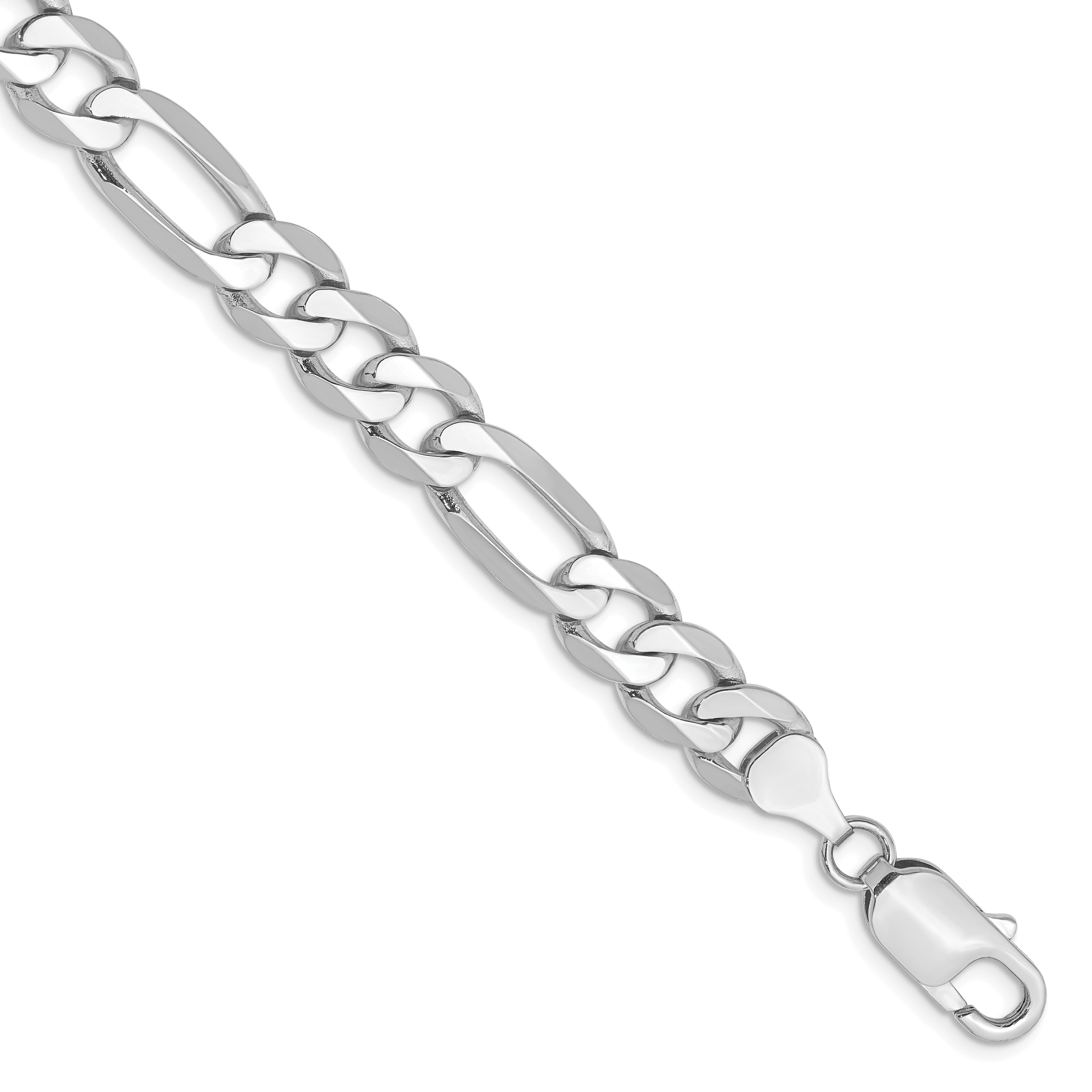 14K White Gold 8 inch 7.5mm Flat Figaro with Lobster Clasp Bracelet Main image