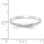 14k White Gold 2mm Standard Weight Flat Comfort Fit Wedding Band