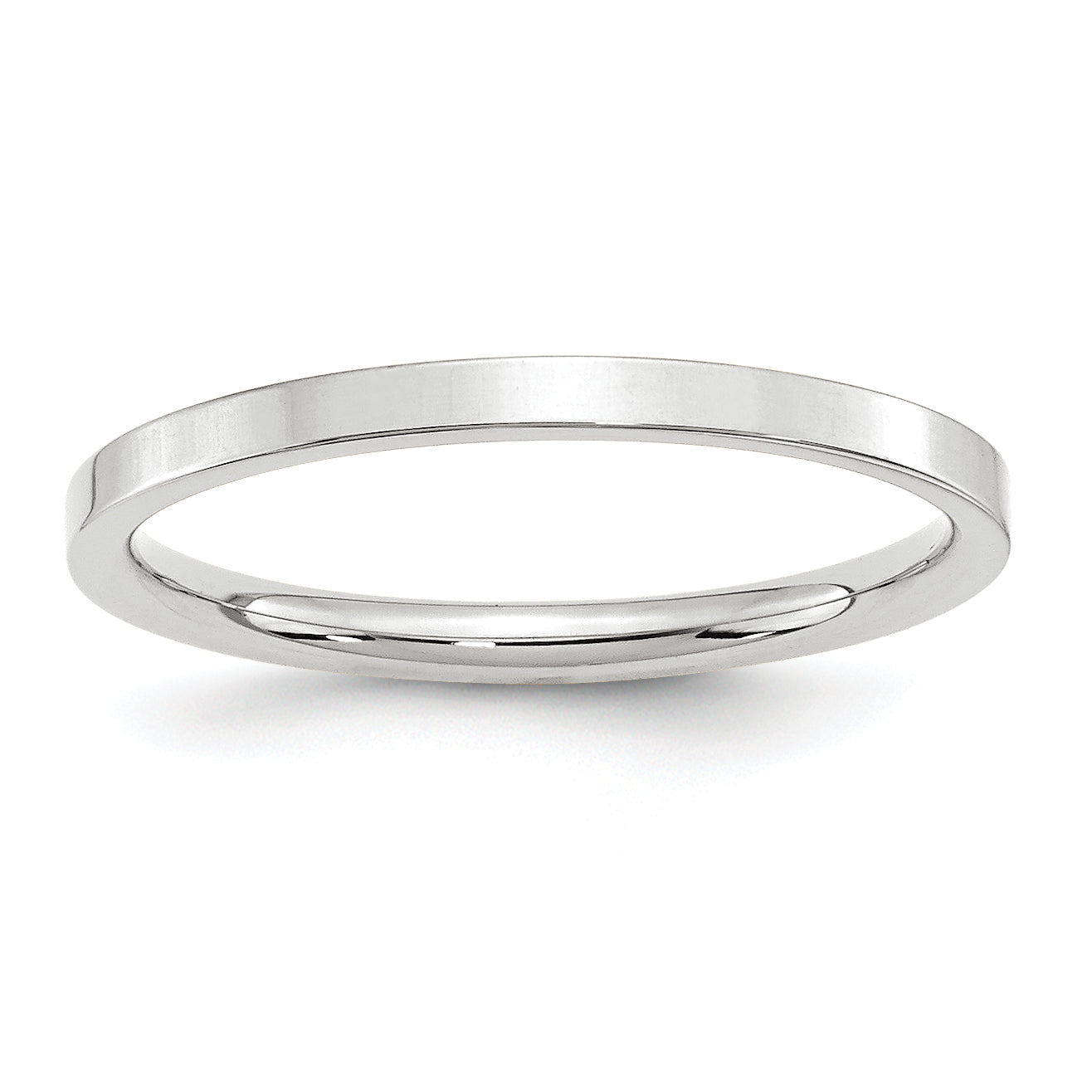 14K White Gold Flat Comfort-Fit Wedding Band 2mm