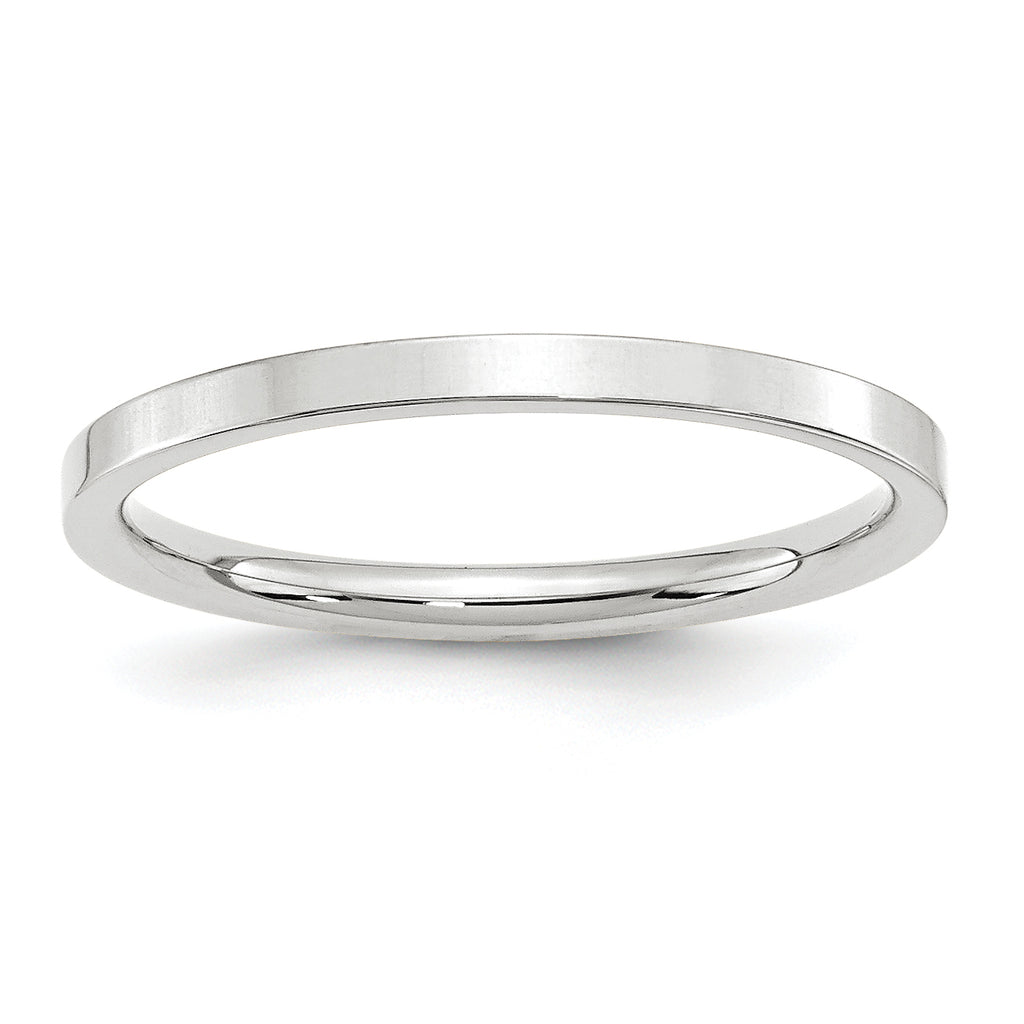 14k White Gold 2mm Standard Weight Flat Comfort Fit Wedding Band