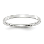 14k White Gold 2mm Standard Weight Flat Comfort Fit Wedding Band