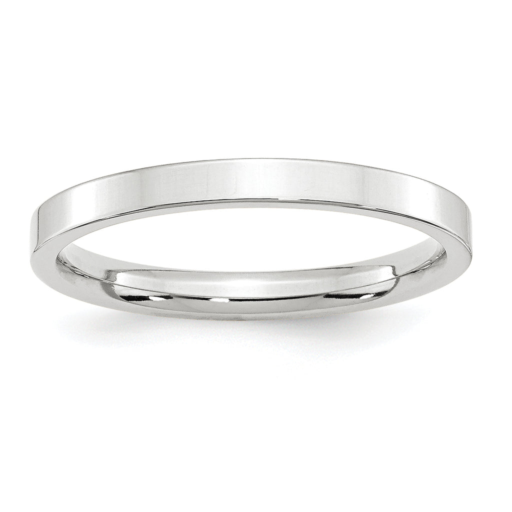 14k White Gold 2.5mm Standard Weight Flat Comfort Fit Wedding Band
