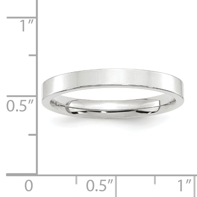3.0mm 10K White Gold Standard Flat Comfort Fit Wedding Band - Sophia Jewelers