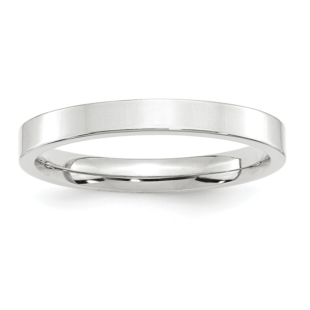 14K White Gold Flat Comfort-Fit Wedding Band 3mm
