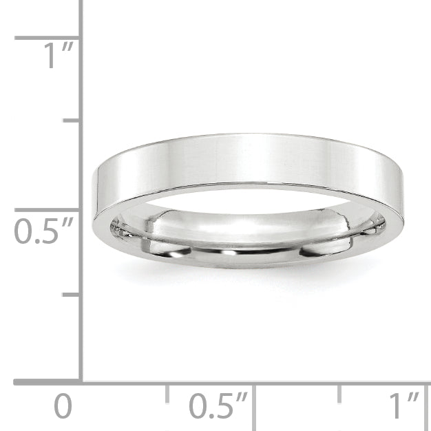 14k White Gold 4mm Standard Weight Flat Comfort Fit Wedding Band