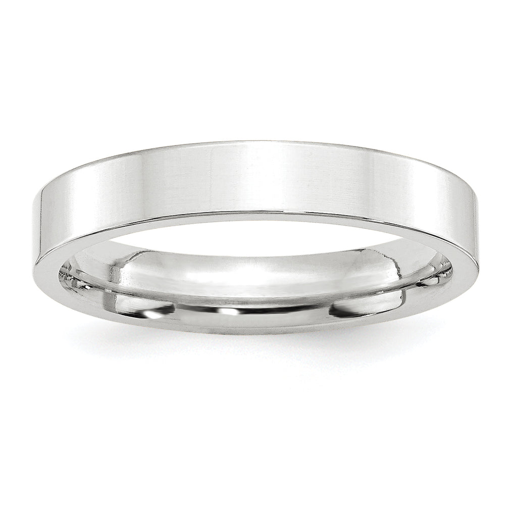 14K White Gold Flat Comfort-Fit Wedding Band 4mm