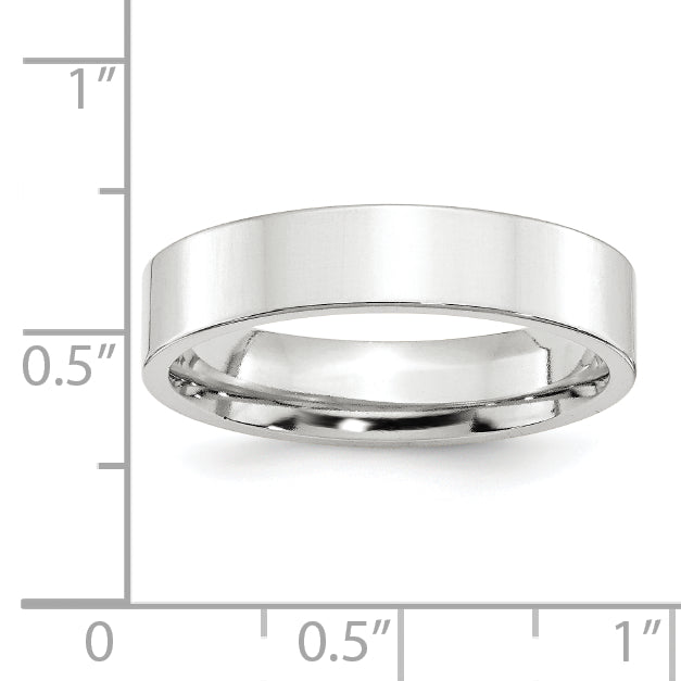5.0mm 10K White Gold Standard Flat Comfort Fit Wedding Band - Sophia Jewelers