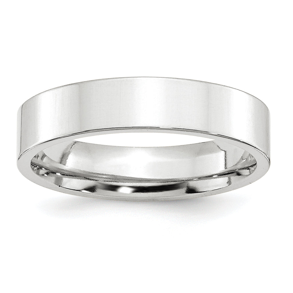 14K White Gold Flat Comfort-Fit Wedding Band 5mm