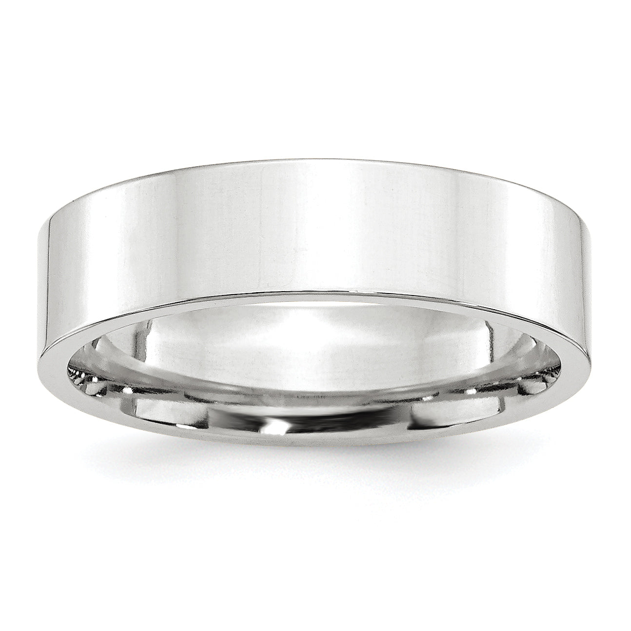 14k White Gold 6mm Standard Weight Flat Comfort Fit Wedding Band