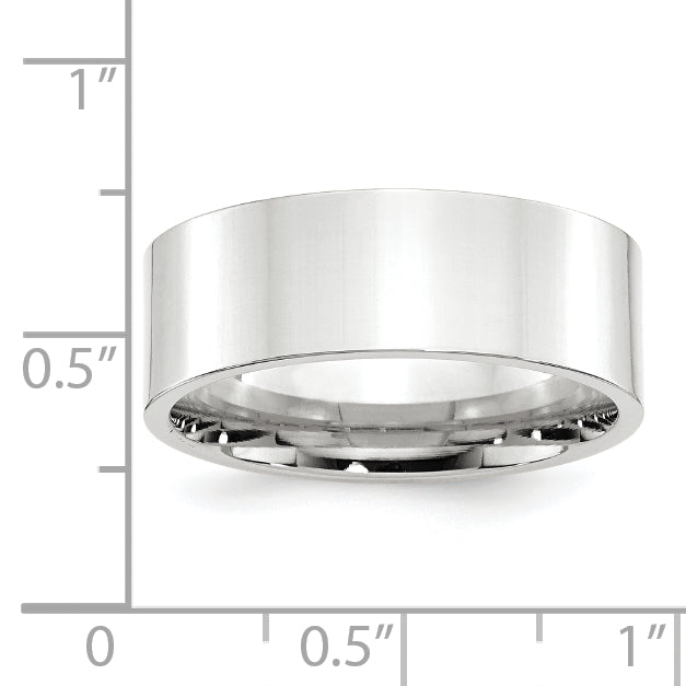 14k White Gold 8mm Standard Weight Flat Comfort Fit Wedding Band