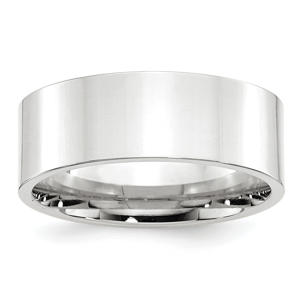14K White Gold Flat Comfort-Fit Wedding Band 8mm