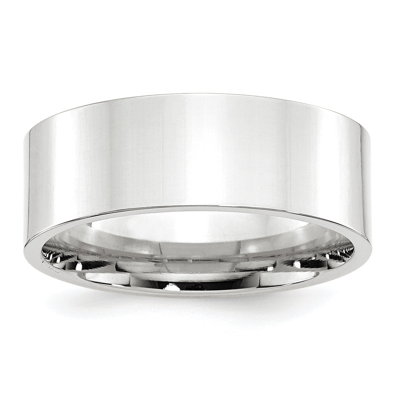 14k White Gold 8mm Standard Weight Flat Comfort Fit Wedding Band