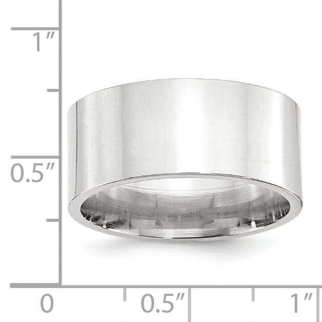 14k White Gold 10mm Standard Weight Flat Comfort Fit Wedding Band