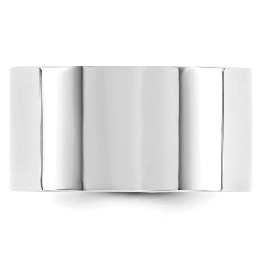14k White Gold 12mm Standard Weight Flat Comfort Fit Wedding Band