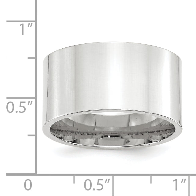 12.0mm 10K White Gold Standard Flat Comfort Fit Wedding Band - Sophia Jewelers