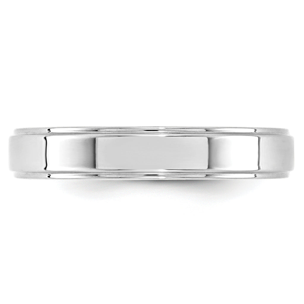 4.0mm 10K White Gold Flat with Step Edge Wedding Band - Sophia Jewelers