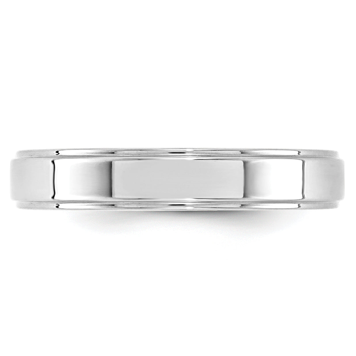 4.0mm 10K White Gold Flat with Step Edge Wedding Band - Sophia Jewelers