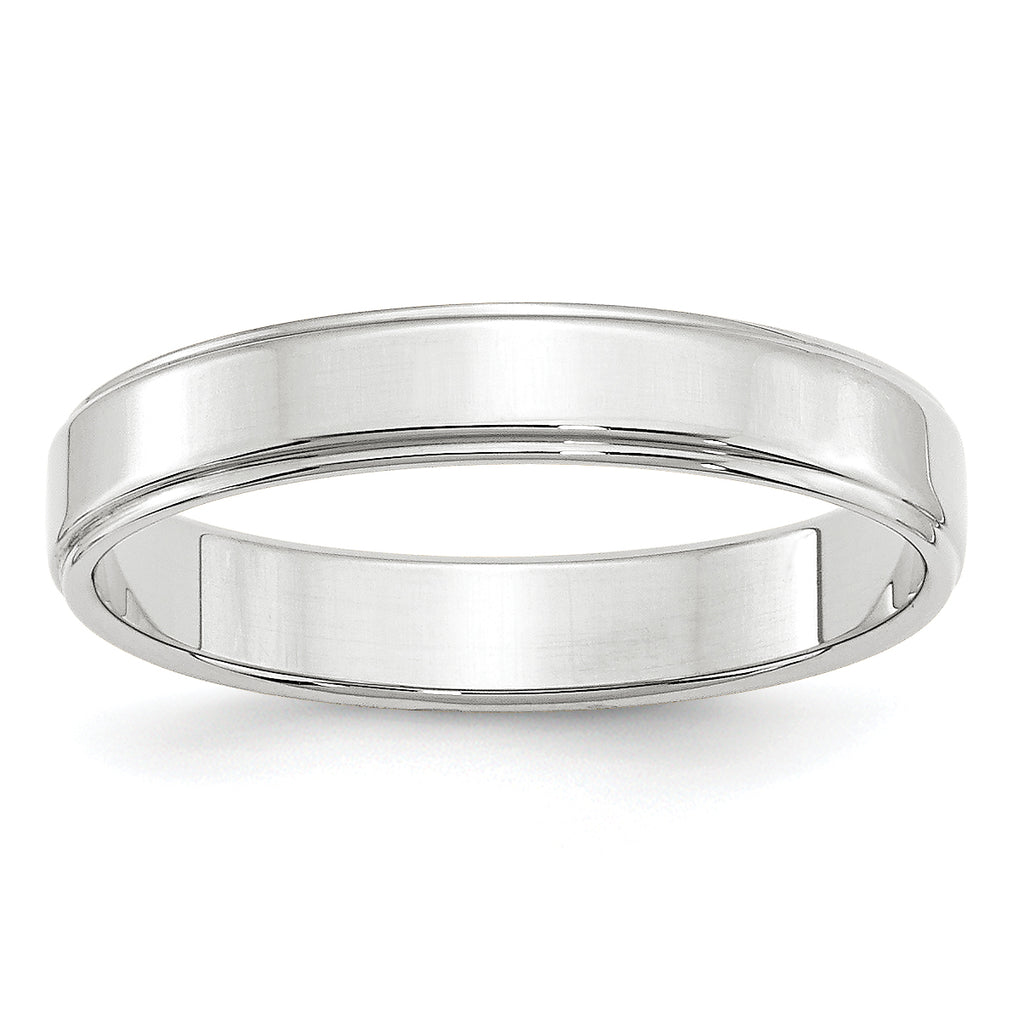 14k White Gold 4mm Flat with Step Edge Wedding Band