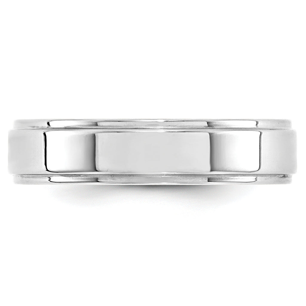 5.0mm 10K White Gold Flat with Step Edge Wedding Band - Sophia Jewelers