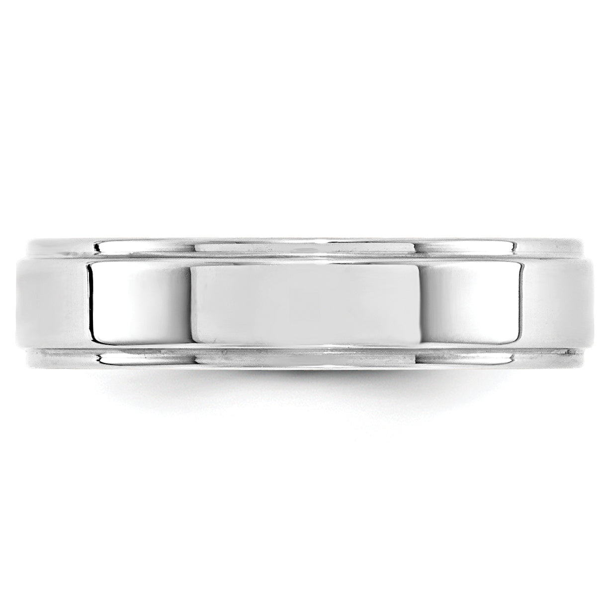14k White Gold 5mm Flat with Step Edge Wedding Band