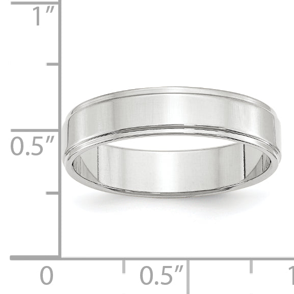 14k White Gold 5mm Flat with Step Edge Wedding Band