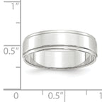 6.0mm 10K White Gold Flat with Step Edge Wedding Band - Sophia Jewelers
