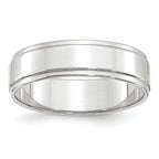 14k White Gold 6mm Flat with Step Edge Wedding Band