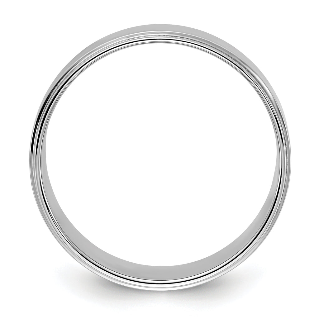 8.0mm 10K White Gold Flat with Step Edge Wedding Band - Sophia Jewelers