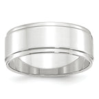 14k White Gold 8mm Flat with Step Edge Wedding Band
